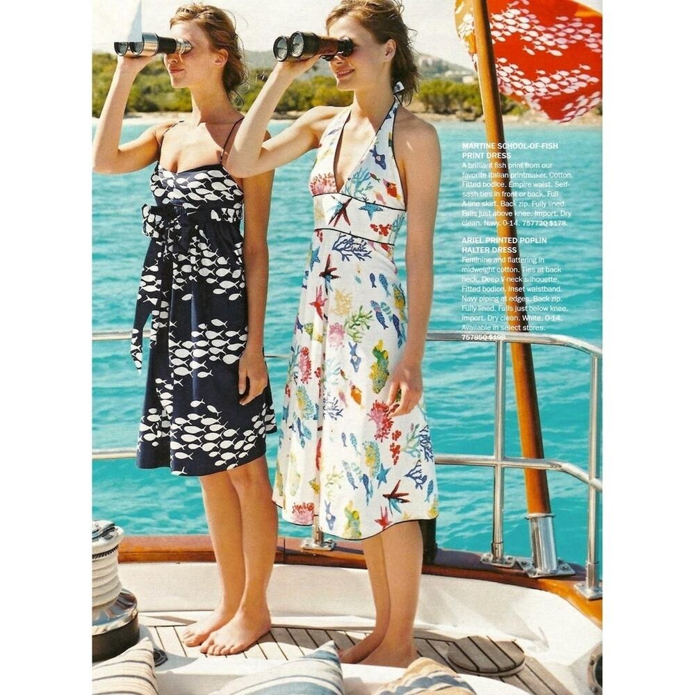 J.Crew 2005 Y2K‎ Vintage Collection Ariel Fish Print Summer Halter Mini Dress 4